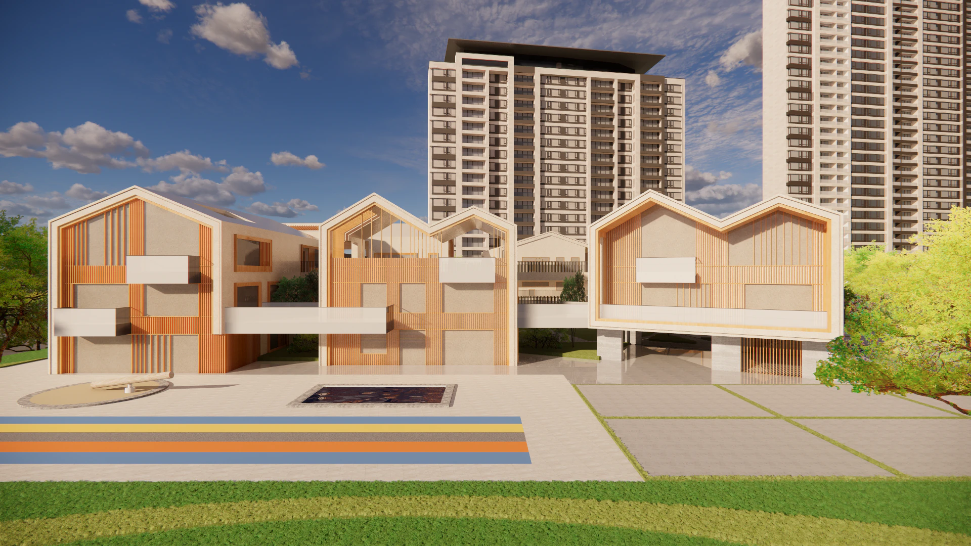 Primary School and Kindergarten -B1 3D Model .c4d .max .obj .3ds .fbx .stl .blend