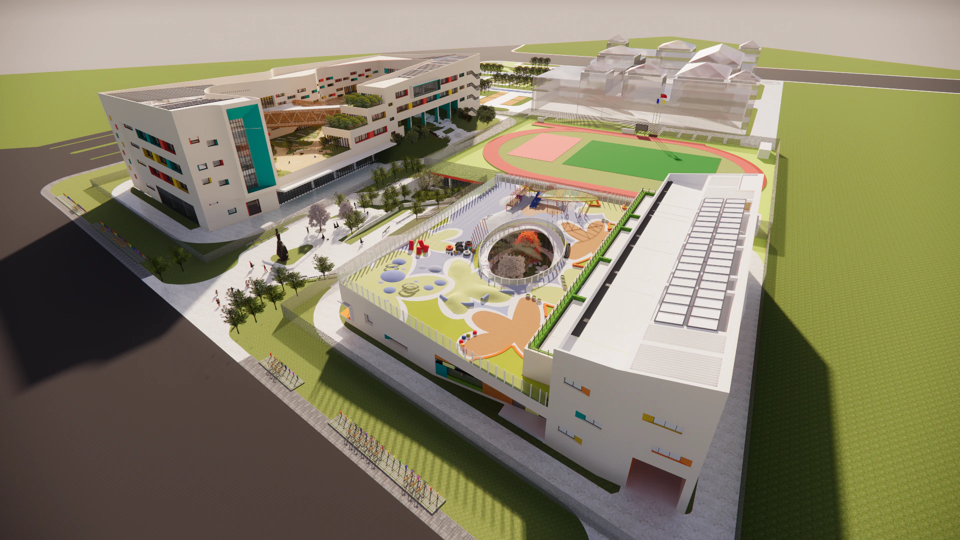 Primary School and Kindergarten -B2 3D Model .c4d .max .obj .3ds .fbx .stl .blend 