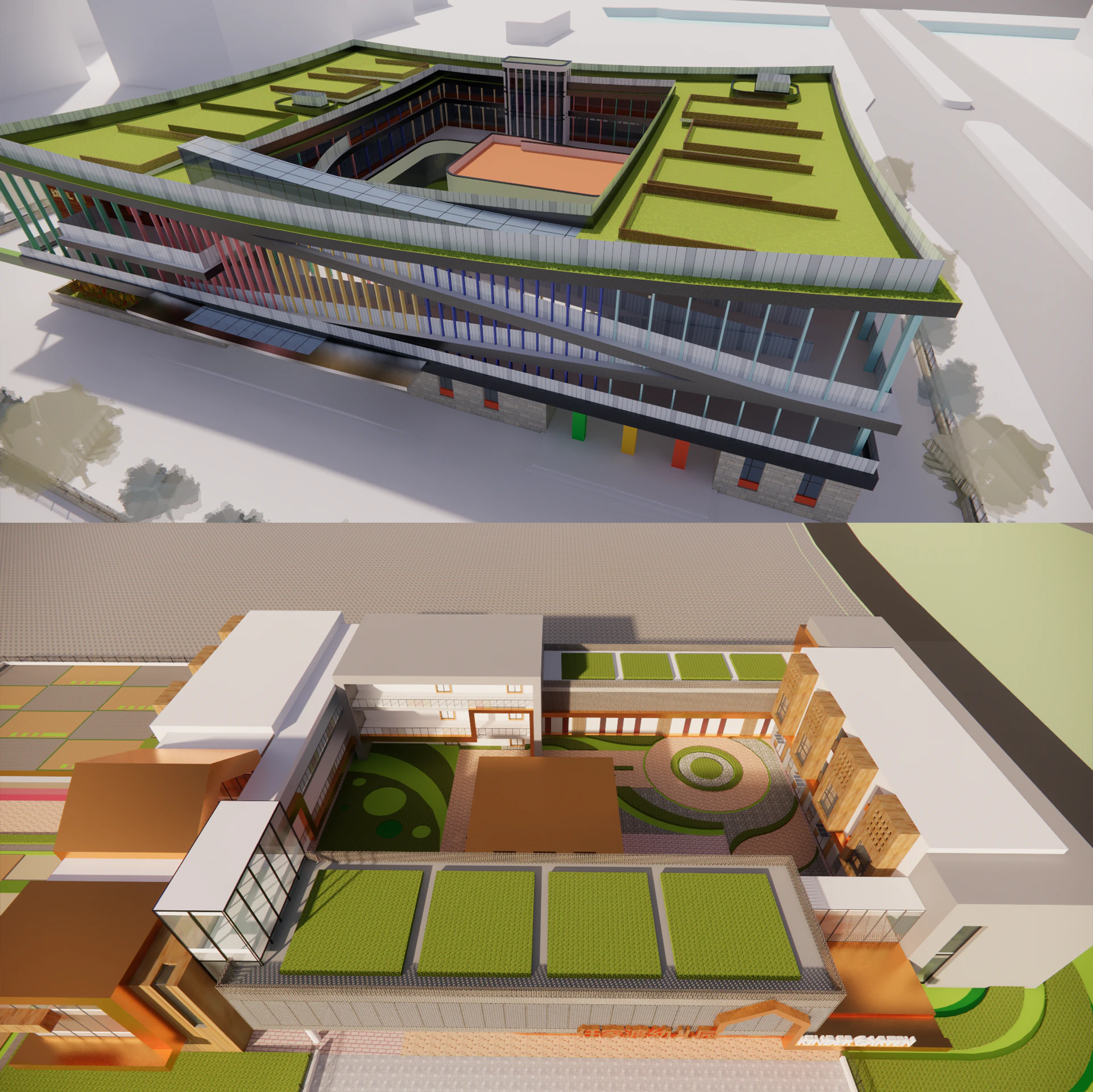 Primary School and Kindergarten -B3 3D Model .c4d .max .obj .3ds .fbx .stl .blend
