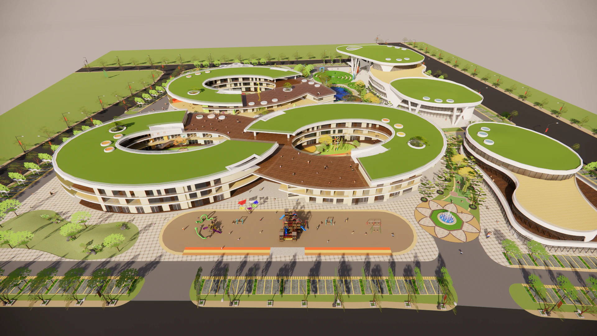 Primary School and Kindergarten -B4 3D Model .c4d .max .obj .3ds .fbx .stl .blend 