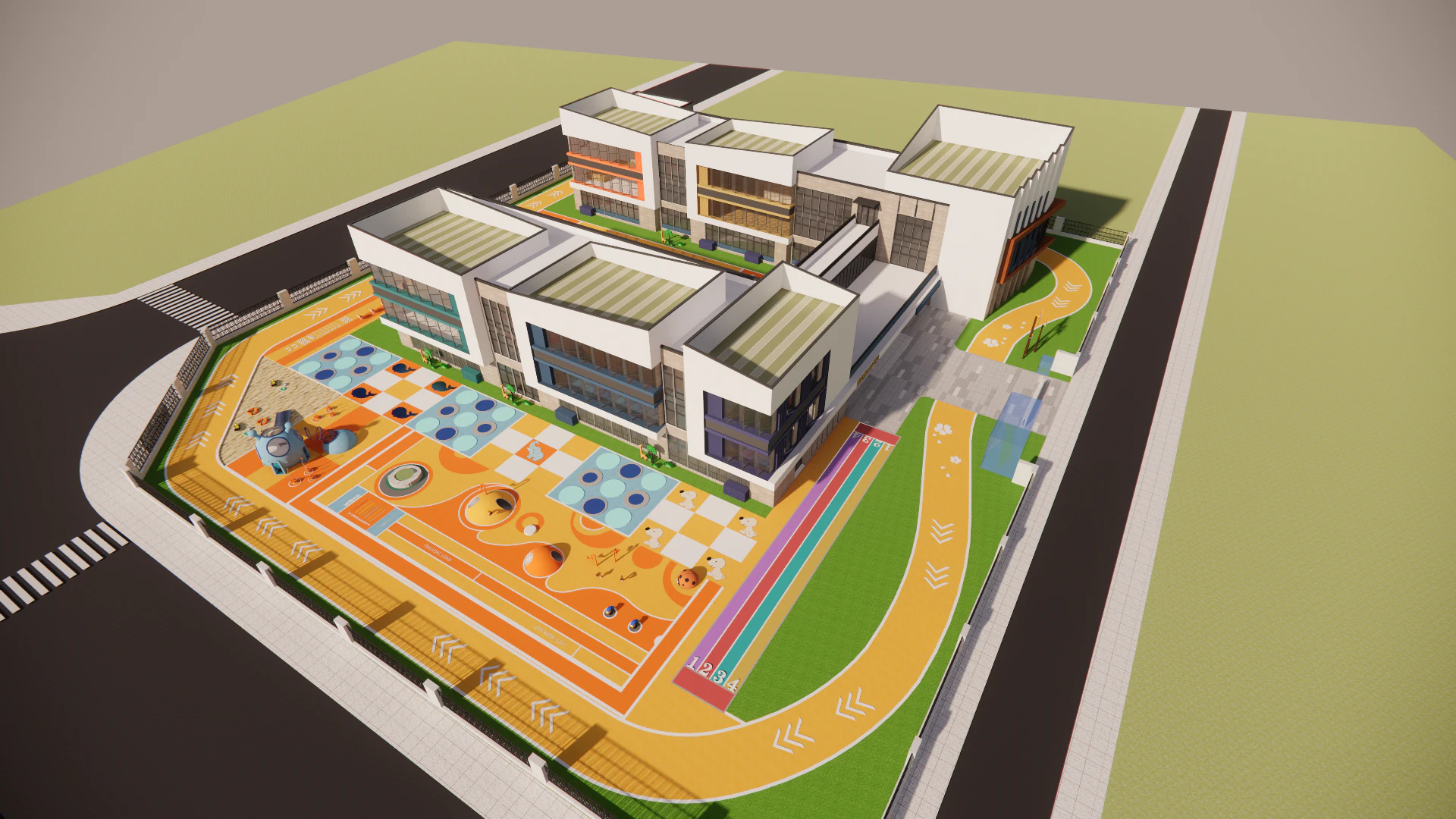 Primary School and Kindergarten -B7 3D Model .c4d .max .obj .3ds .fbx .stl .blend 