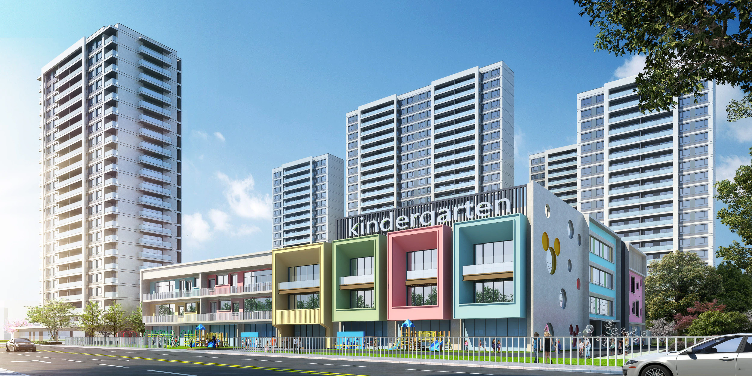 Primary School and Kindergarten -B8 3D Model .c4d .max .obj .3ds .fbx .stl .blend 