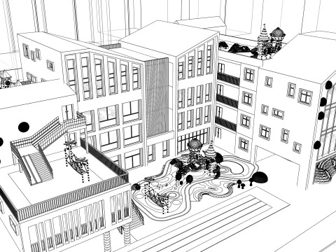 Primary School and Kindergarten -B9 3D Model