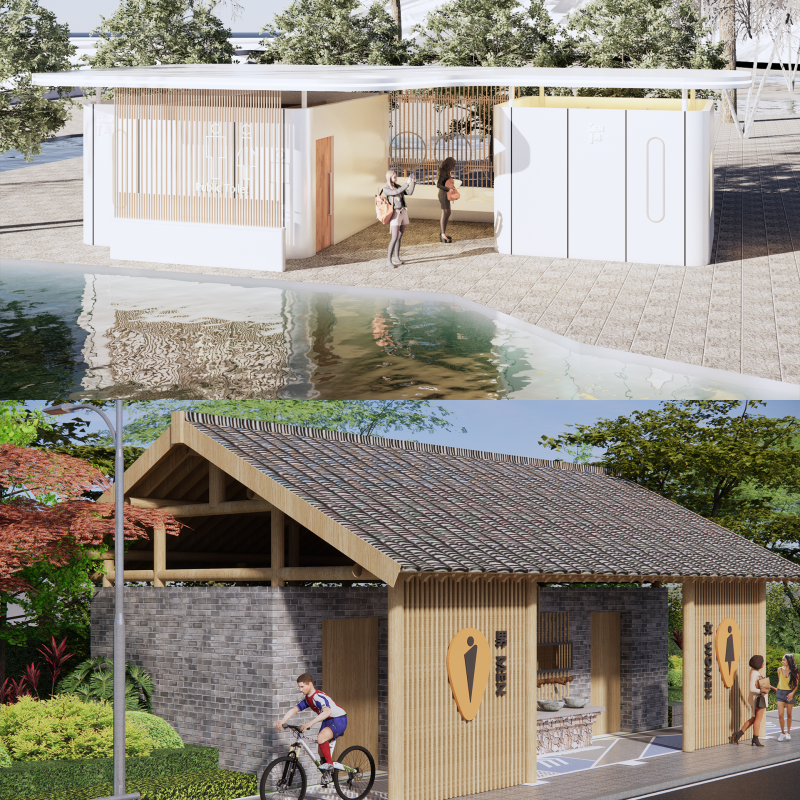 Public Restroom Building -B1 3D मॉडल .c4d .max .obj .3ds .fbx .stl .blend 