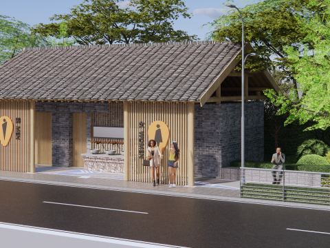 Public Restroom Building -B1 3D मॉडल