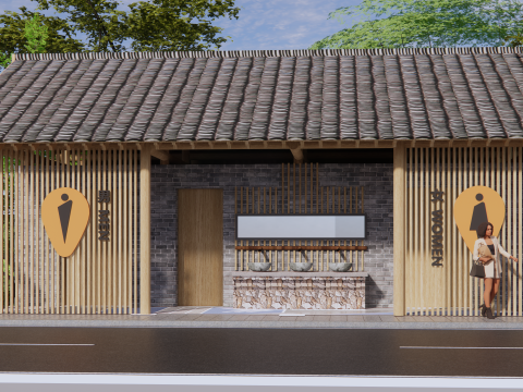 Public Restroom Building -B1 3D मॉडल