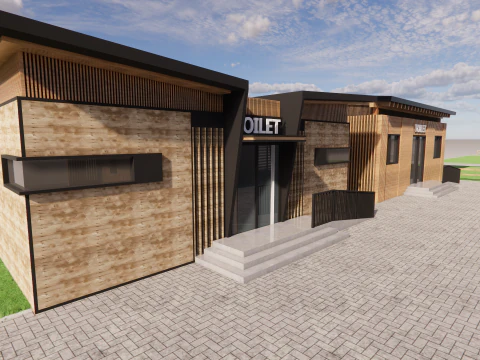 Public Restroom Building -B4 3D Model