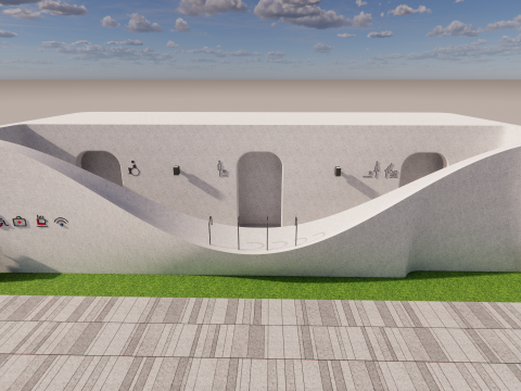 Public Restroom Building -B5 3D Модель