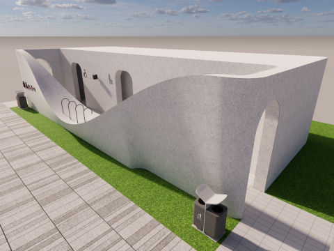 Public Restroom Building -B5 3D Модель