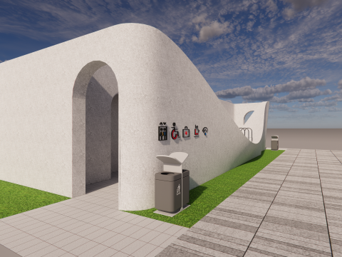 Public Restroom Building -B5 3D Модель