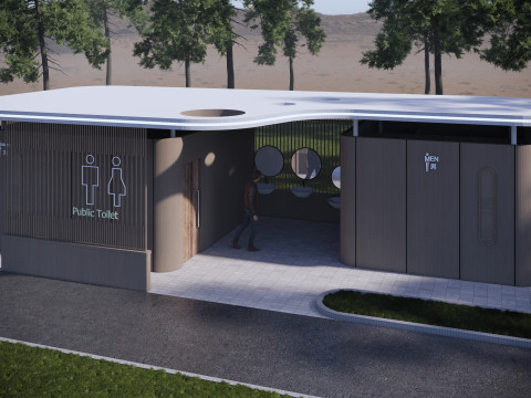 Public Restroom Building -B5 3D Модель
