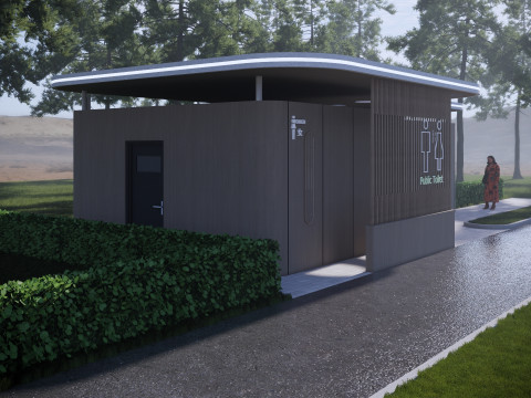 Public Restroom Building -B5 3D Модель