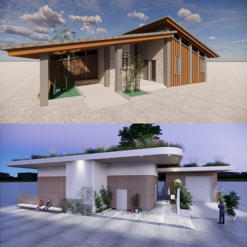 Public Restroom Building -B6 3D Model .c4d .max .obj .3ds .fbx .stl .blend