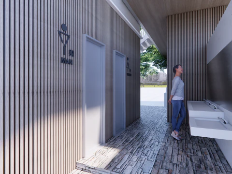 Public Restroom Building -B6 3D Model