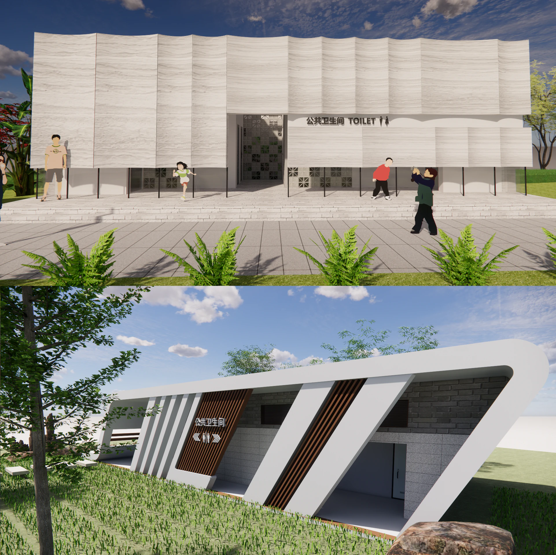 Public Restroom Building -B7 3D Model .c4d .max .obj .3ds .fbx .stl .blend