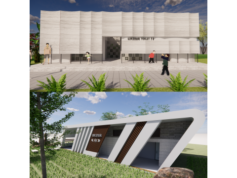 Public Restroom Building -B7 Model 3D