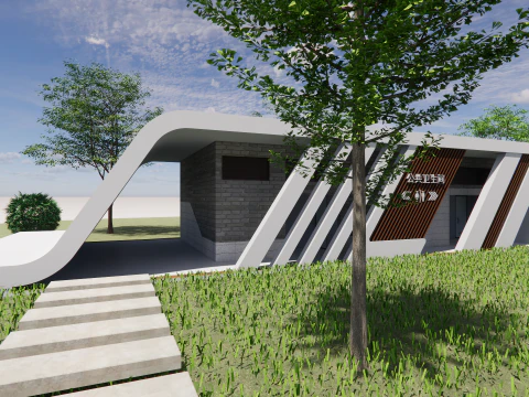 Public Restroom Building -B7 3D Model