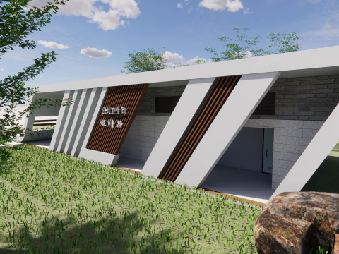 Public Restroom Building -B7 3D Model