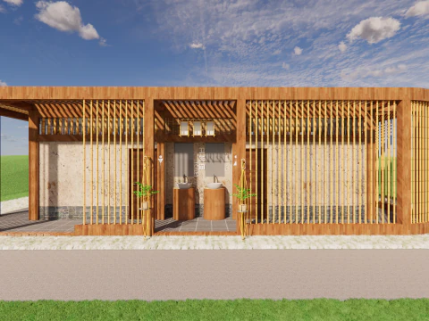Public Restroom Building -B8 3D Model