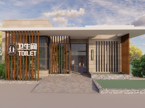 Public Restroom Building -B8 3D मॉडल