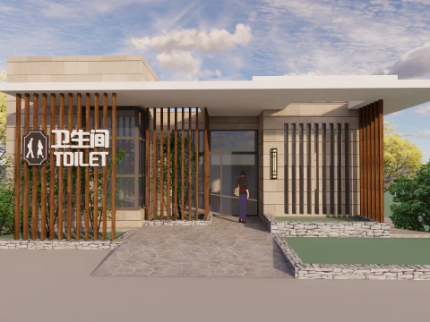 Public Restroom Building -B8 3D Model