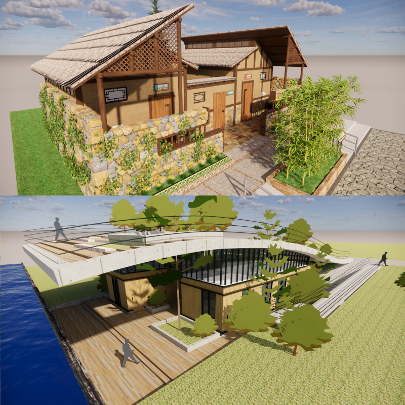Public Restroom Building -B9 3D Model .c4d .max .obj .3ds .fbx .stl .blend