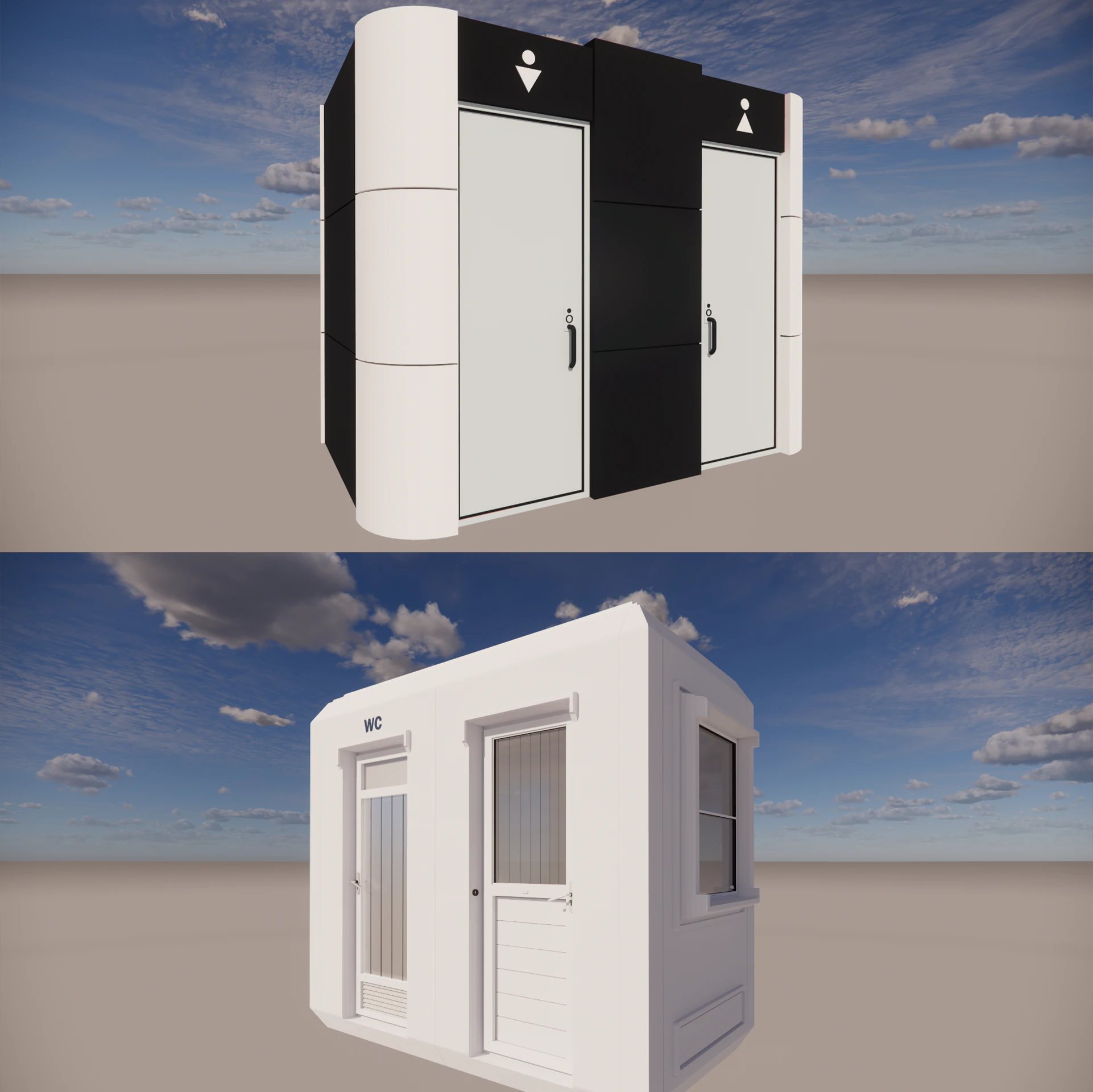Public Restroom Building -B10 3D Model .c4d .max .obj .3ds .fbx .stl .blend 