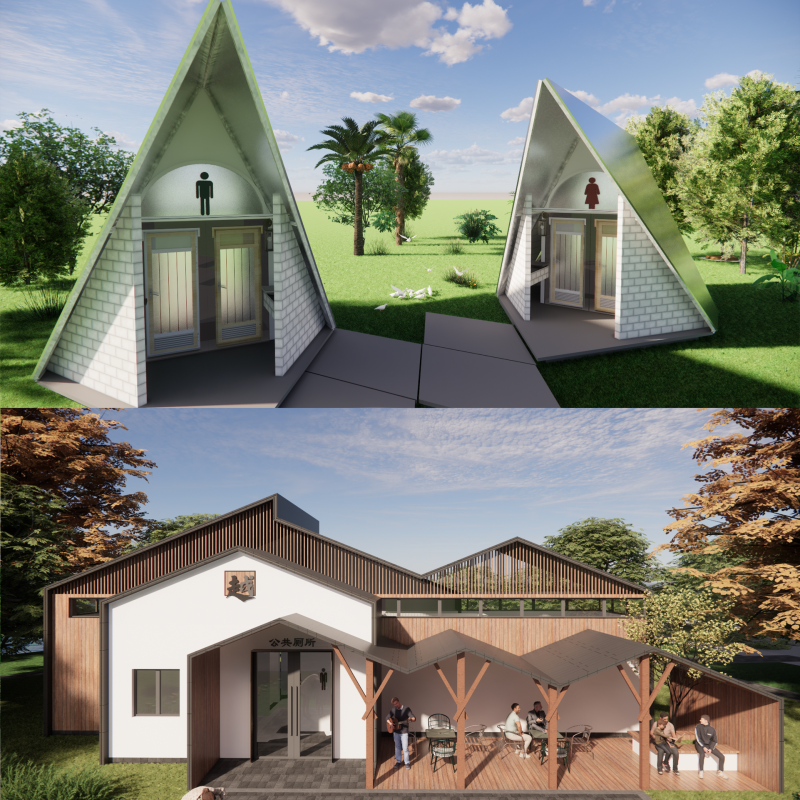 Public Restroom Building -B11 3D Model .c4d .max .obj .3ds .fbx .stl .blend 