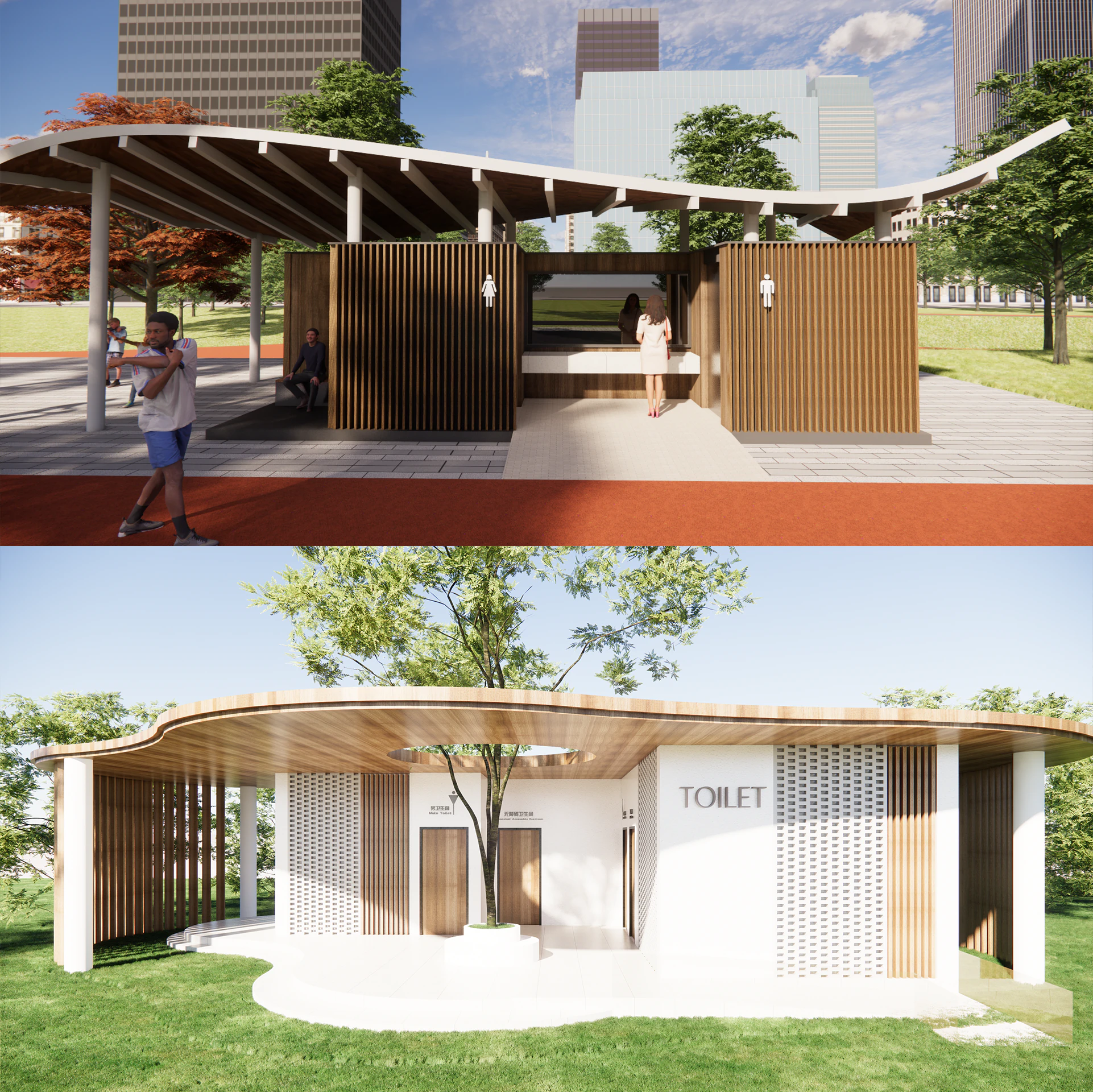 Public Restroom Building -B13 3D Model .c4d .max .obj .3ds .fbx .stl .blend 