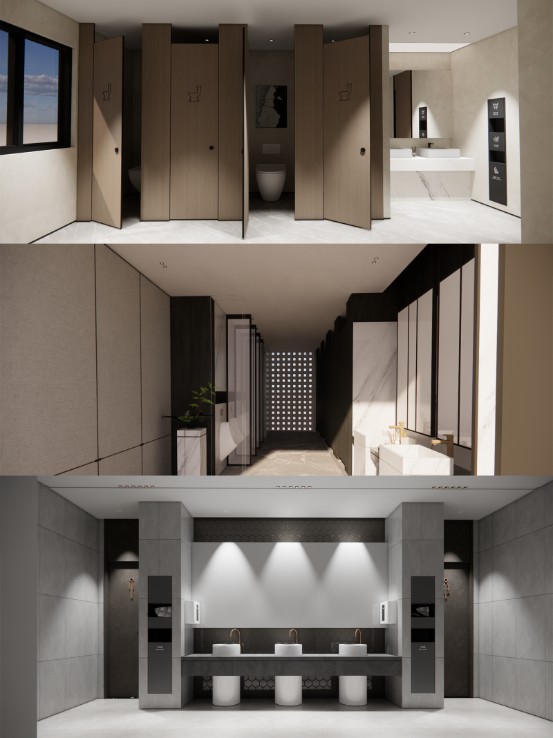 Public Bathroom Interior Scene -B1 3D Model .c4d .max .obj .3ds .fbx .stl .blend