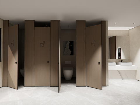 Public Bathroom Interior Scene -B1 3D Model