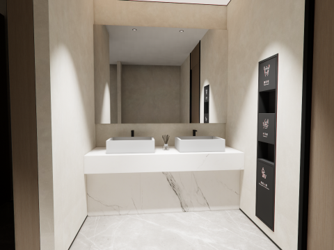 Public Bathroom Interior Scene -B1 3D Model