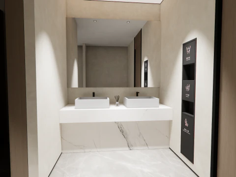 Public Bathroom Interior Scene -B1 3D Model