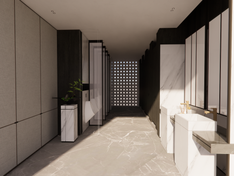 Public Bathroom Interior Scene -B1 3D Model
