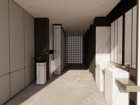 Public Bathroom Interior Scene -B1 3D Model