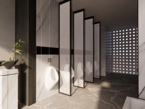 Public Bathroom Interior Scene -B1 3D Model