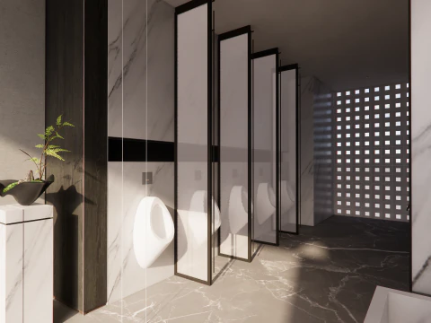 Public Bathroom Interior Scene -B1 3D Model