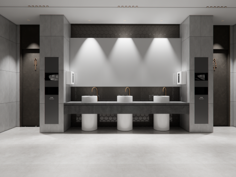 Public Bathroom Interior Scene -B1 3D Model