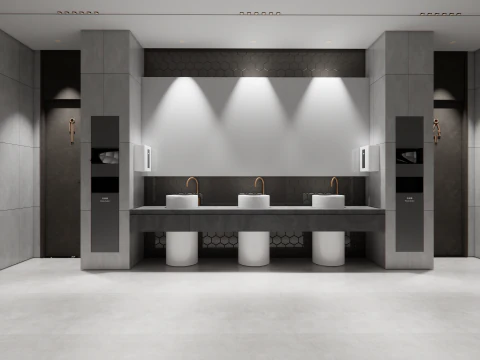 Public Bathroom Interior Scene -B1 3D Model
