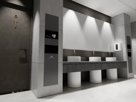 Public Bathroom Interior Scene -B1 3D Model