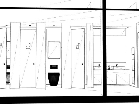 Public Bathroom Interior Scene -B1 3D Model