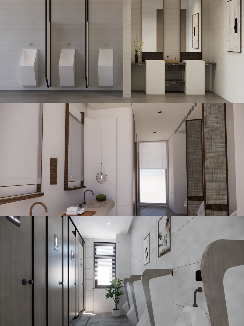 Public Bathroom Interior Scene -B2 3D Модель .c4d .max .obj .3ds .fbx .stl .blend