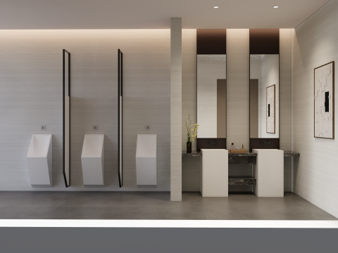 Public Bathroom Interior Scene -B2 3D Модель