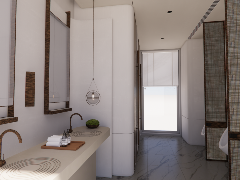 Public Bathroom Interior Scene -B2 3D Модель