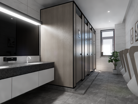 Public Bathroom Interior Scene -B2 3D Модель