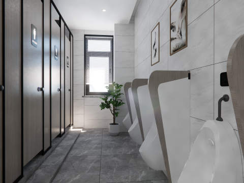 Public Bathroom Interior Scene -B2 3D Модель