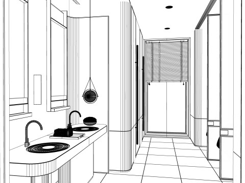 Public Bathroom Interior Scene -B2 3D Модель