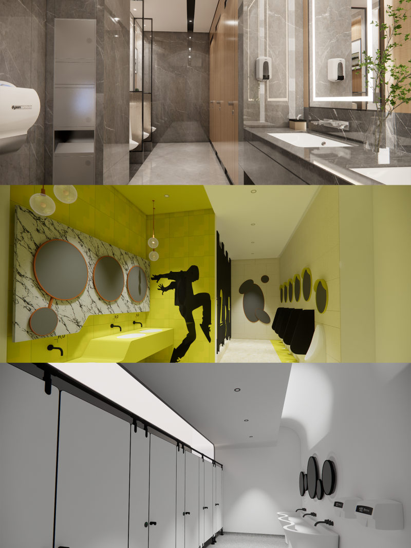 Public Bathroom Interior Scene -B3 Model 3D .c4d .max .obj .3ds .fbx .stl .blend