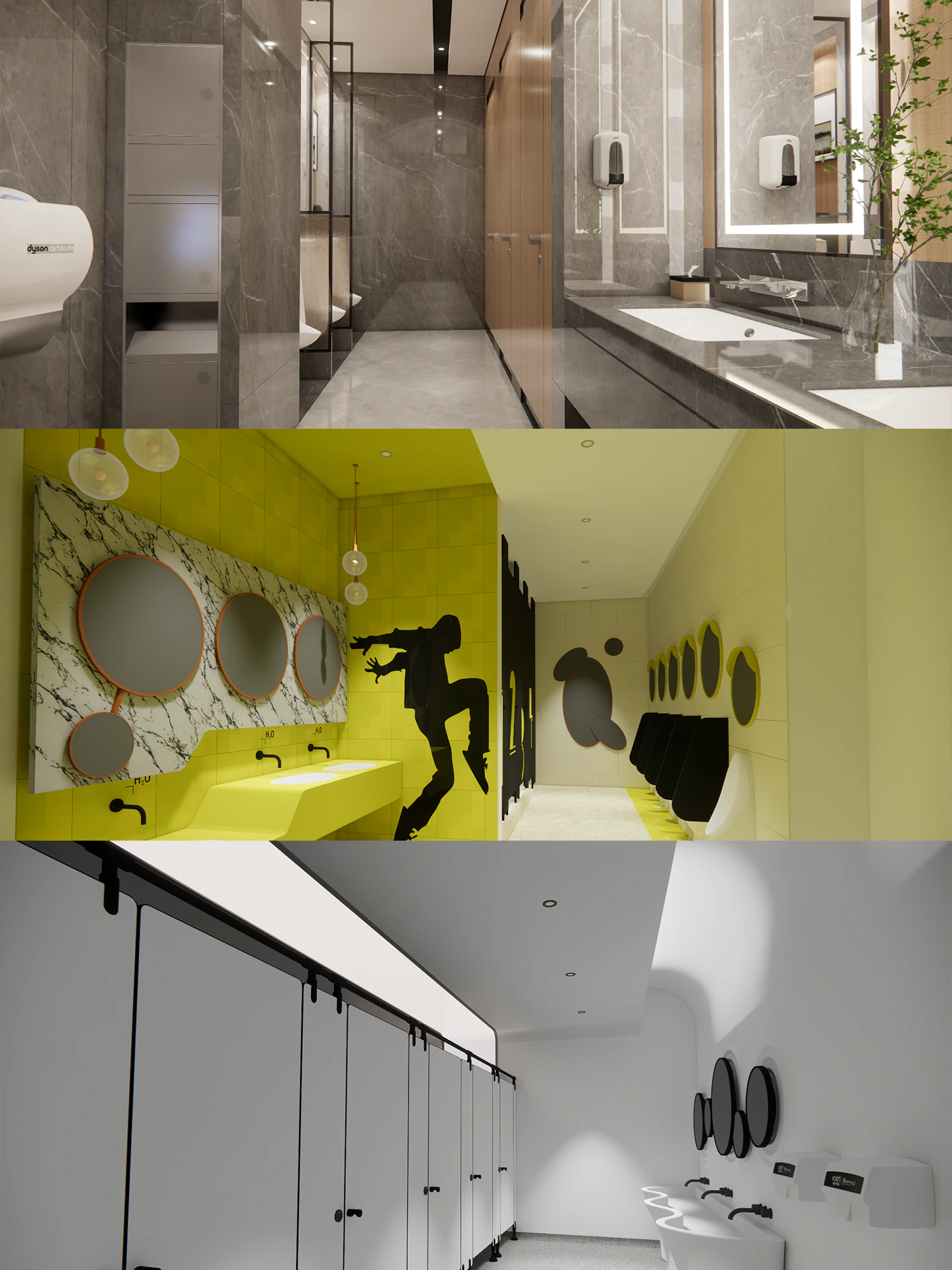 Public Bathroom Interior Scene -B3 3D Model .c4d .max .obj .3ds .fbx .stl .blend