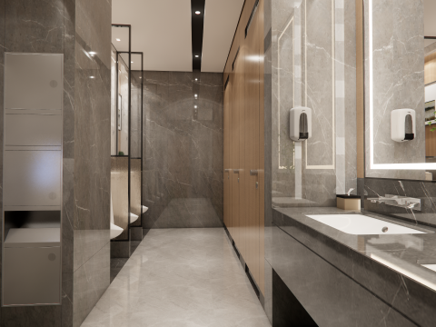 Public Bathroom Interior Scene -B3 Model 3D